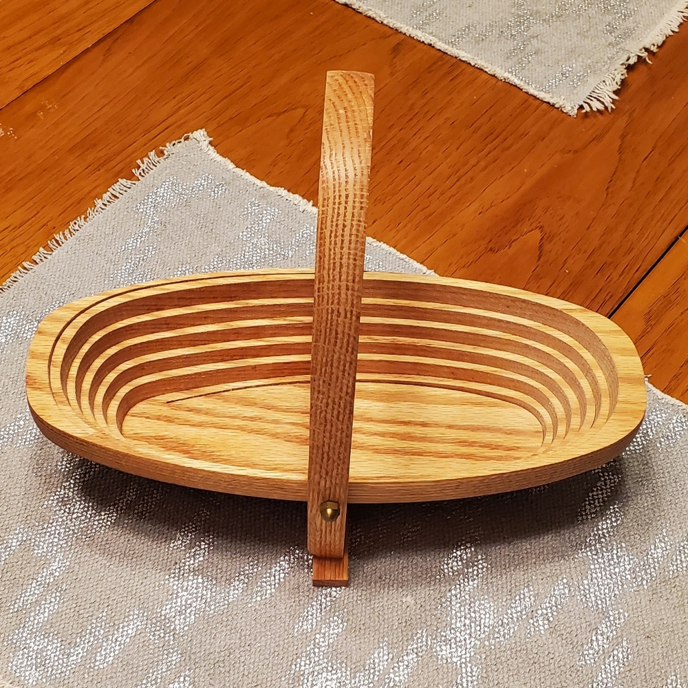 Wooden collapsible basket/trivet. By Deep Spring (signed)